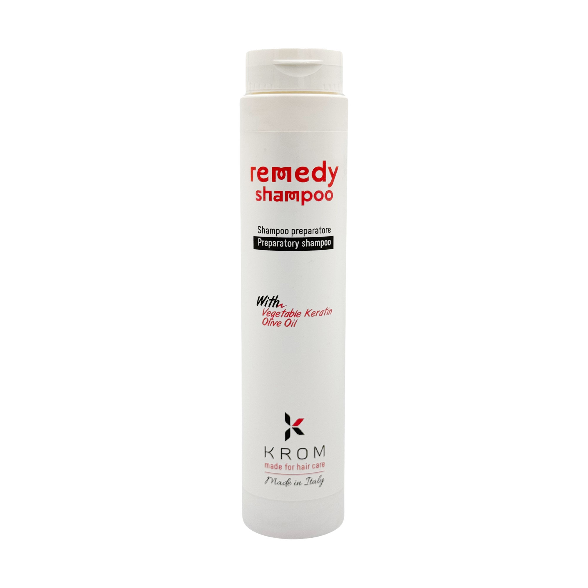 Уцінка! Відновлювальний шампунь для волосся Krom Remedy Shampoo з рослинним кератином та олією оливи, 250 мл